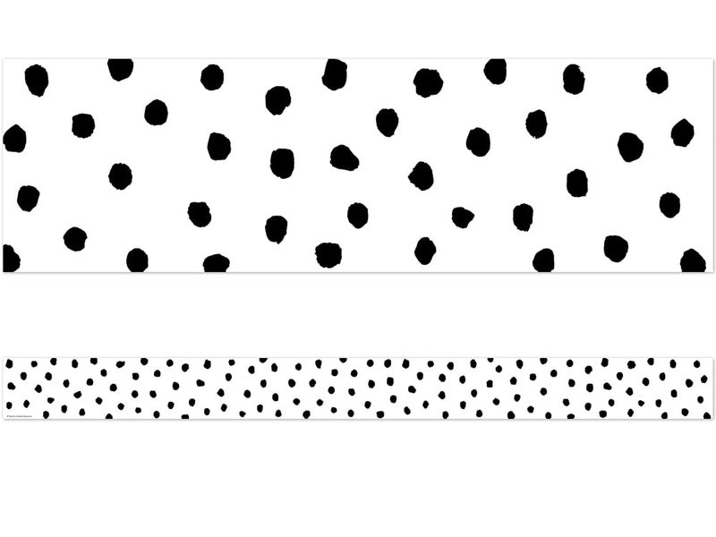 Teacher Created Resources Black Painted Dots on White Straight Border Trim (TCR7083) - Image 1