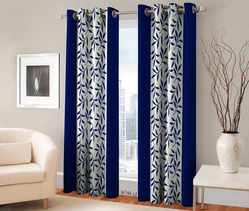 Milan Polyresin Floral Window Curtain Window 3 Feet Blue Pack of 2 - Image 2