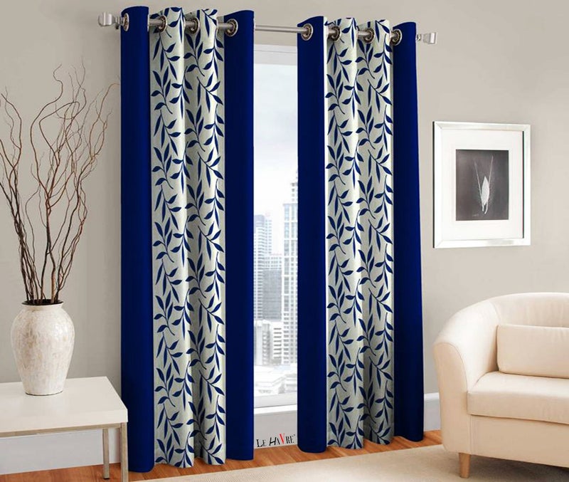 Milan Polyresin Floral Window Curtain Window 3 Feet Blue Pack of 2 - Image 1