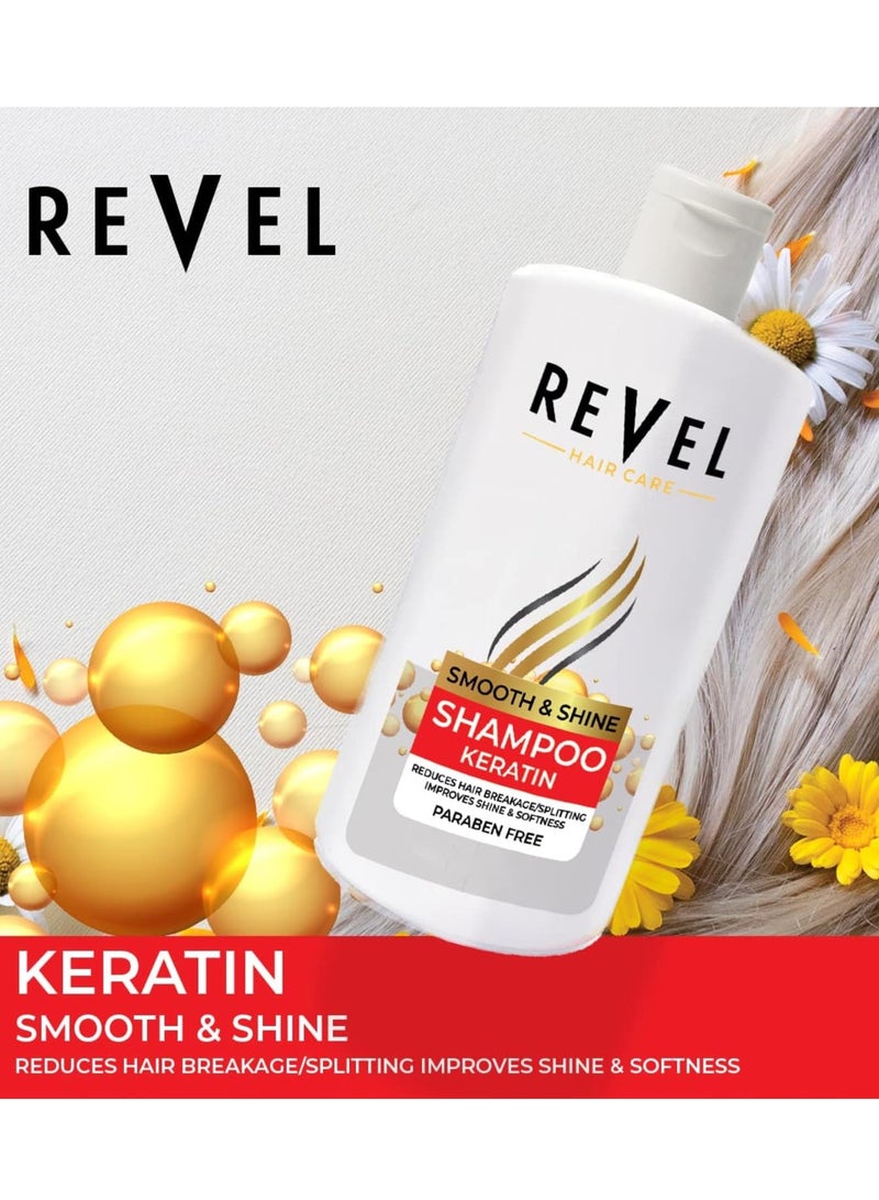 Revel شامبو كيراتين للعناية بالشعر من ريفيل 1000 مل، مضاد لتساقط الشعر، ينعم الشعر ويمنحه لمعانًا، يقلل من التقصف، للرجال والنساء، شامبو، خالٍ من البارابين والكبريتات، لجميع أنواع الشعر - Image 4