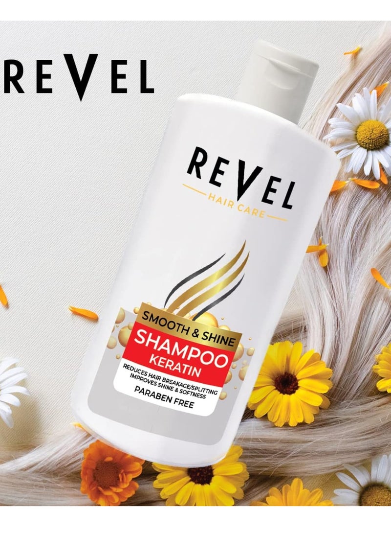 Revel شامبو كيراتين للعناية بالشعر من ريفيل 1000 مل، مضاد لتساقط الشعر، ينعم الشعر ويمنحه لمعانًا، يقلل من التقصف، للرجال والنساء، شامبو، خالٍ من البارابين والكبريتات، لجميع أنواع الشعر - Image 2