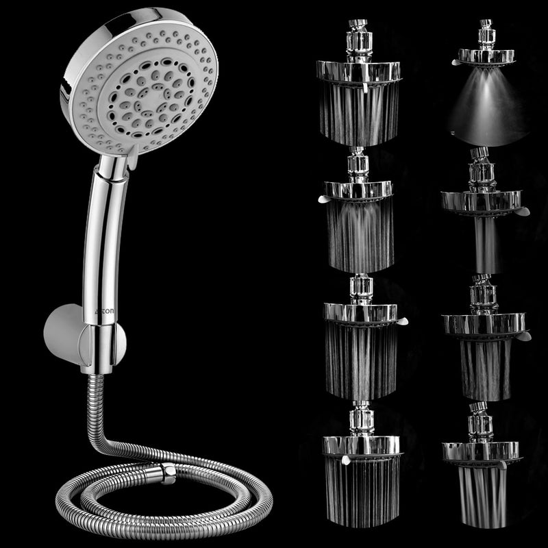 ALTON SHR22365 ABS, 5-INCH, 8-Function Hand Shower with 1.5 Meter Flexible Shower Hose Pipe and Wall Hook, Chrome Finish - Image 4