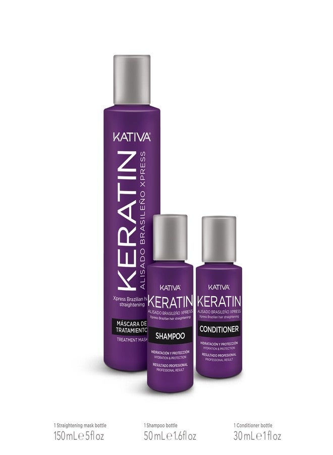 كاتيفا مجموعة كاتيفا النباتية لتمليس الشعر البرازيلي السريع مع الكيراتين النباتي المزدوج، علاج منزلي لتنعيم الشعر خالٍ من الفورمالديهايد مع زيت الأرغان وزبدة الشيا، مضاد للتجعد، مرطب ومتألق. - Image 3