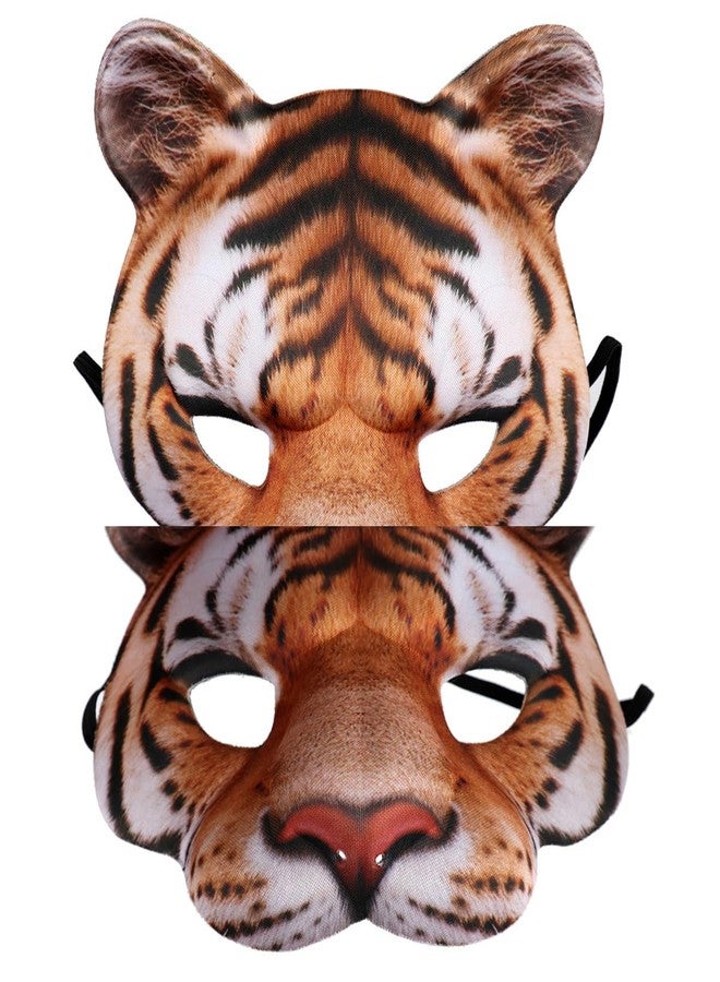 Hosfairy 1Pcs Halloween Tiger Half Face Mask Tiger Animal Mask for Easter Halloween Christmas Masquerade Party Costume Cosplay Props (Yellow) - Image 5
