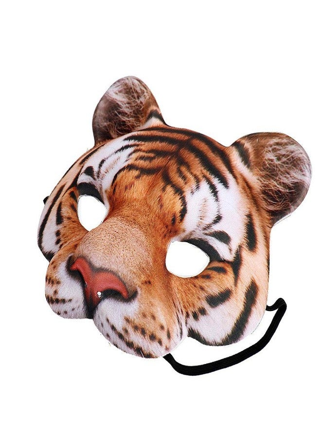 Hosfairy 1Pcs Halloween Tiger Half Face Mask Tiger Animal Mask for Easter Halloween Christmas Masquerade Party Costume Cosplay Props (Yellow) - Image 4