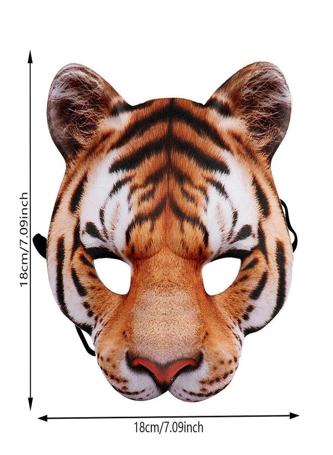 Hosfairy 1Pcs Halloween Tiger Half Face Mask Tiger Animal Mask for Easter Halloween Christmas Masquerade Party Costume Cosplay Props (Yellow) - Image 3