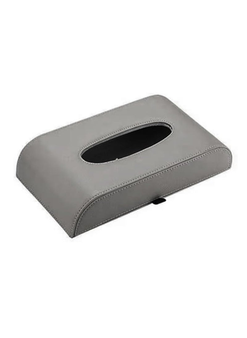 Car Tissue Box Holder, PU Leather Napkin Cover, Paper Tissue Dispenser for Visor & Backseat, Vehicle Accessories Grey