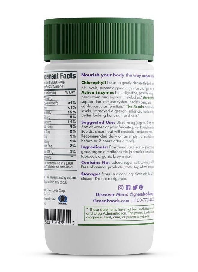 Green Foods Original Green Magma Barley Grass Nutritional Supplement, 250 Tablets (500mg Ea) Certified Organic  - Image 2
