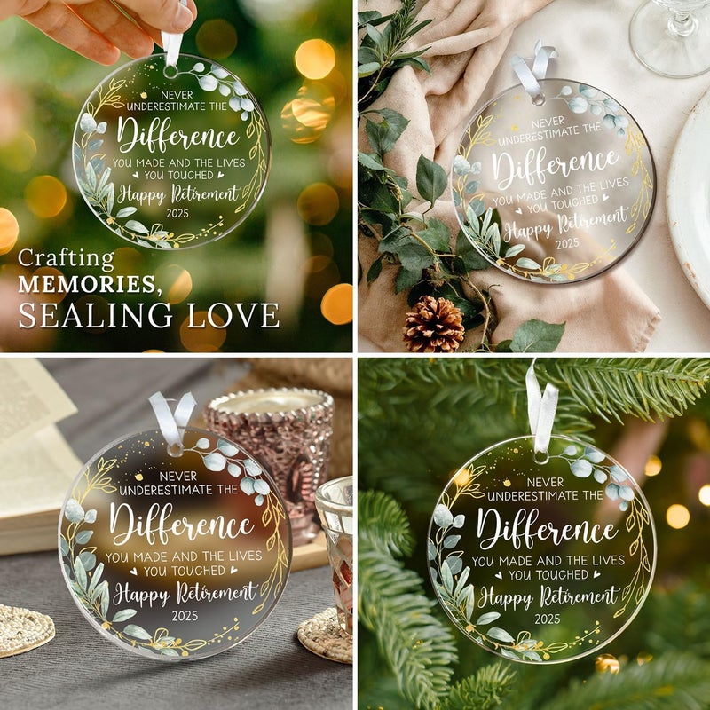 HEXMOZ Retirement Gifts - Retirement Gifts for Women, Men 2025 - Retired Ornament 2025 - Retired Gift for Coworker, Boss, Employee, Teacher, Nurse, Woman, Man - Acrylic Christmas Ornament Keepsake - Image 5