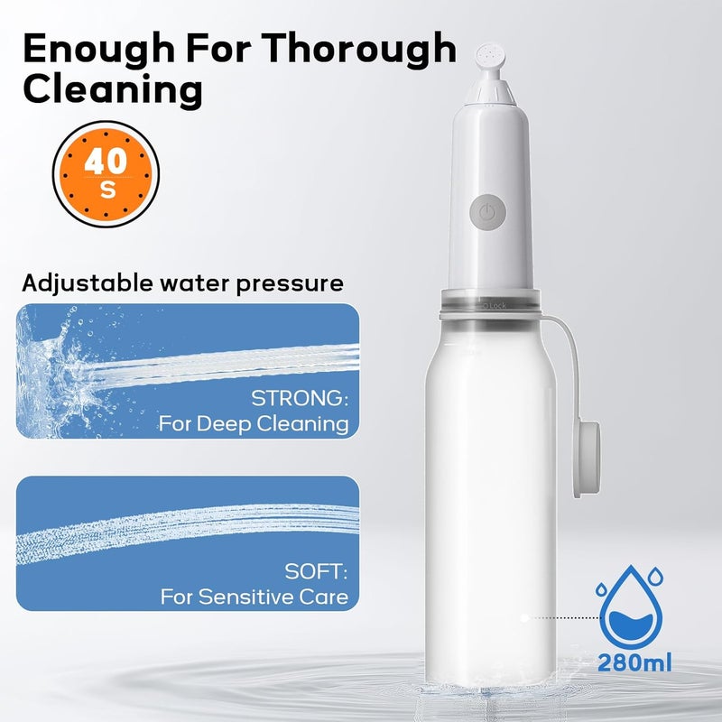 BIGCOW  bidet محمول للسفر، bidet كهربائي مع 3 أوضاع رذاذ، مقاوم للماء IPX7 وقابل لإعادة الشحن، رشاش مياه مرحاض صغير للنظافة الشخصية، رعاية ما بعد الولادة، العجان والبواسير - Image 2
