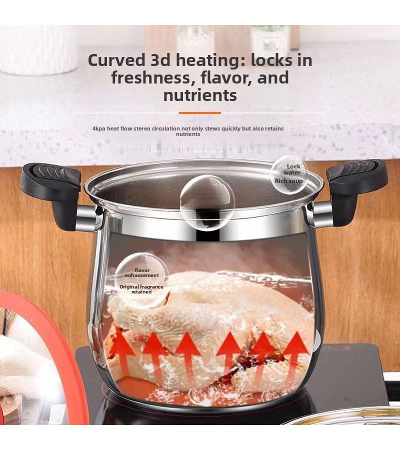 1.32 Gal Stainless Steel Stockpot Dashi Pot With Thickened Bottom Induction Cooker Safe Multi Functional Kitchenware For Soup Porridge Stew Braising - Image 2