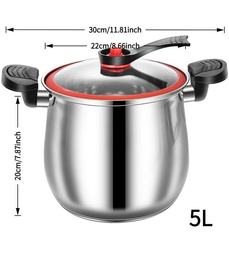 1.32 Gal Stainless Steel Stockpot Dashi Pot With Thickened Bottom Induction Cooker Safe Multi Functional Kitchenware For Soup Porridge Stew Braising - Image 3