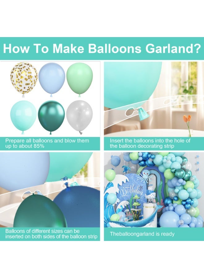 Daytoyz Under the Sea Balloon Arch, Pastel Blue Teal Lime Green Balloon Garland with Metallic Balloons, Blue Green Balloon Garland for Girls Boys Ocean Shark Theme Birthday Party Baby Shower Decor - Image 3