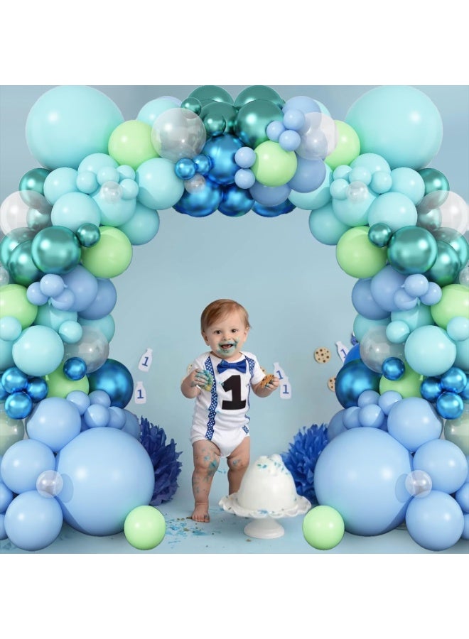 Daytoyz Under the Sea Balloon Arch, Pastel Blue Teal Lime Green Balloon Garland with Metallic Balloons, Blue Green Balloon Garland for Girls Boys Ocean Shark Theme Birthday Party Baby Shower Decor - Image 5