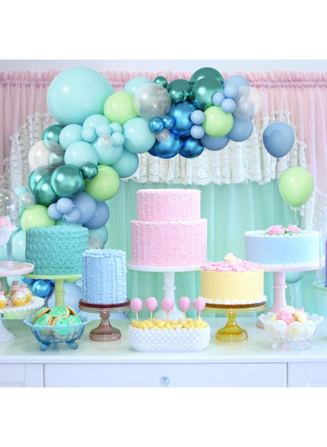 Daytoyz Under the Sea Balloon Arch, Pastel Blue Teal Lime Green Balloon Garland with Metallic Balloons, Blue Green Balloon Garland for Girls Boys Ocean Shark Theme Birthday Party Baby Shower Decor - Image 4