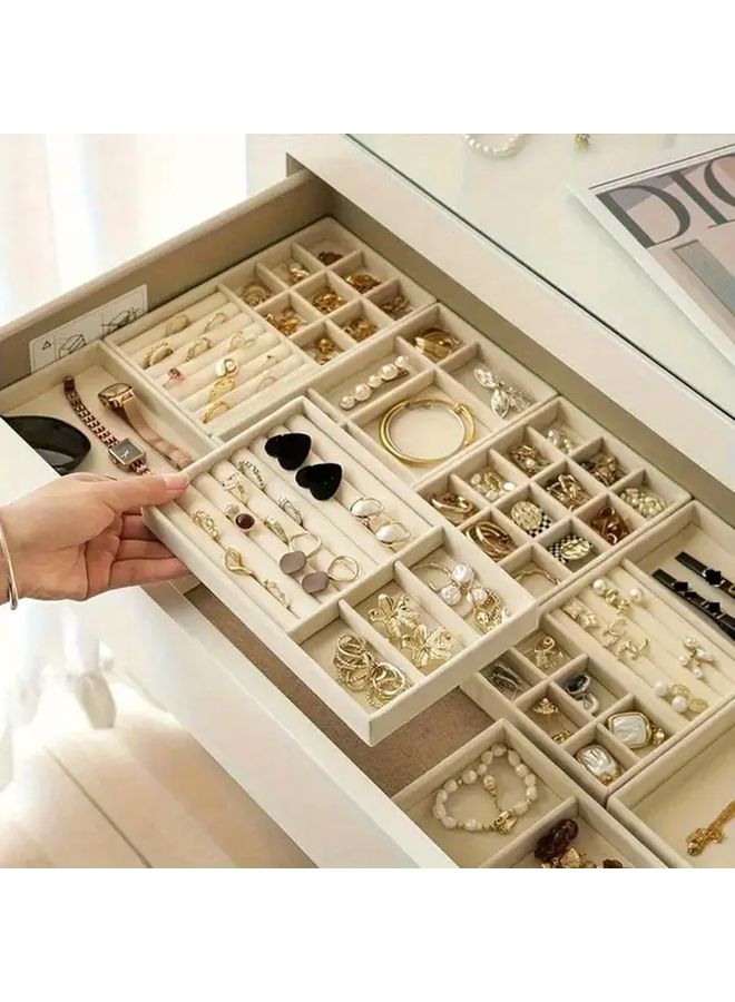 Jewelry Display Board With Polychrome Design And Multiple Compartments For Rings Earrings Necklaces Bracelets Brooches Watches Soft Labeled Sections Desktop Storage Box For Jewelers Dresser Retail Store Showcase Jewelry Towers Style D - Image 2