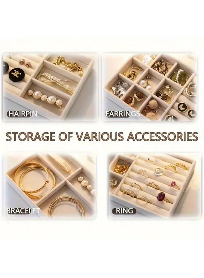 Jewelry Display Board With Polychrome Design And Multiple Compartments For Rings Earrings Necklaces Bracelets Brooches Watches Soft Labeled Sections Desktop Storage Box For Jewelers Dresser Retail Store Showcase Jewelry Towers Style D - Image 4