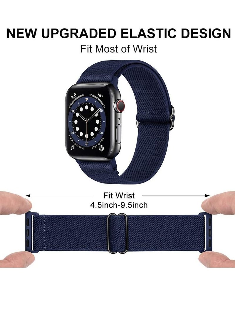 Phone Planet Nylon Solo Loop Bands Compatible with Apple Watch 42mm 44mm, Adjustable Stretch Braided Sport Elastics Women Men Strap Compatible with iWatch Series 6/5/4/3/2/1 SE, Blue - Image 2
