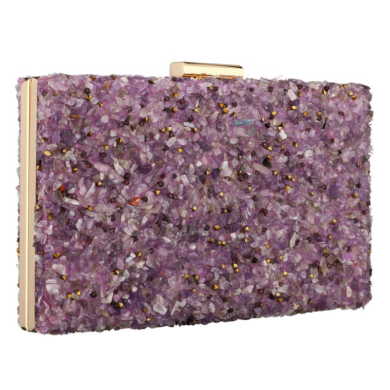 Simcat Acrylic Handbags for Women Perspex Geometric Evening Clutch Bag Elegant Purses Box Crossbody Bag for Wedding Banquet Prom (Purple) - Image 1