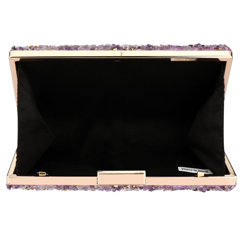 Simcat Acrylic Handbags for Women Perspex Geometric Evening Clutch Bag Elegant Purses Box Crossbody Bag for Wedding Banquet Prom (Purple) - Image 2