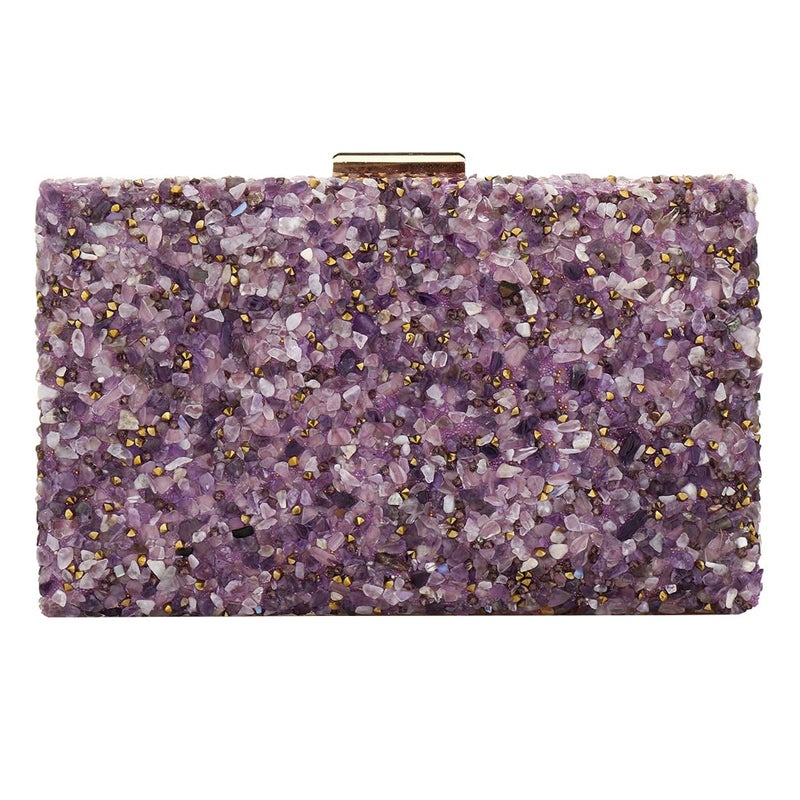 Simcat Acrylic Handbags for Women Perspex Geometric Evening Clutch Bag Elegant Purses Box Crossbody Bag for Wedding Banquet Prom (Purple) - Image 4