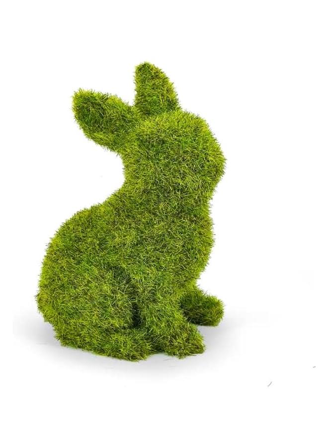 Decorative Decorations for Easter Bunny Gifts, Moss Green Flocking Sculpture, Garden Courtyard Family Gathering Celebration Decorations (4.4in Sitting Rabbit) - Image 1