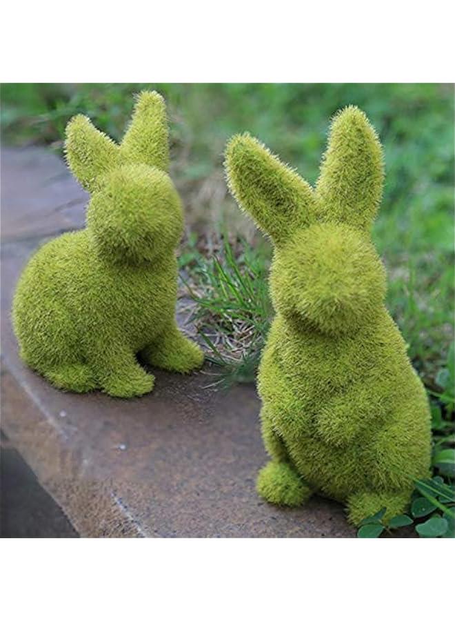 Decorative Decorations for Easter Bunny Gifts, Moss Green Flocking Sculpture, Garden Courtyard Family Gathering Celebration Decorations (4.4in Sitting Rabbit) - Image 4