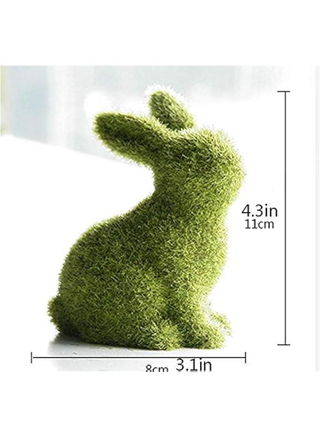 Decorative Decorations for Easter Bunny Gifts, Moss Green Flocking Sculpture, Garden Courtyard Family Gathering Celebration Decorations (4.4in Sitting Rabbit) - Image 3