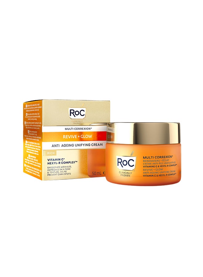 RoC Multi Correxion Revive + Glow Anti-Ageing Unifying Cream Rich 50Ml - Image 1