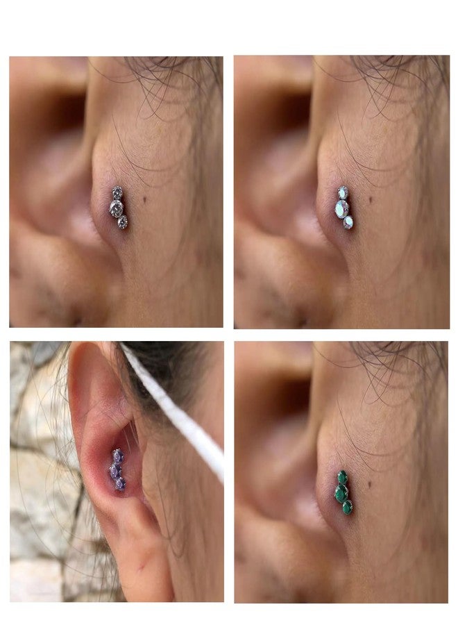 ENONTY 1pcs 16G G23 Titanium Threadless Labret Studs Push-in Colorful CZ Labret Cluster Tragus Helix Conch Lobe Rook Cartilage Push Back Sleeper Piercing Jewelry Earring Stud (AB) - Image 5