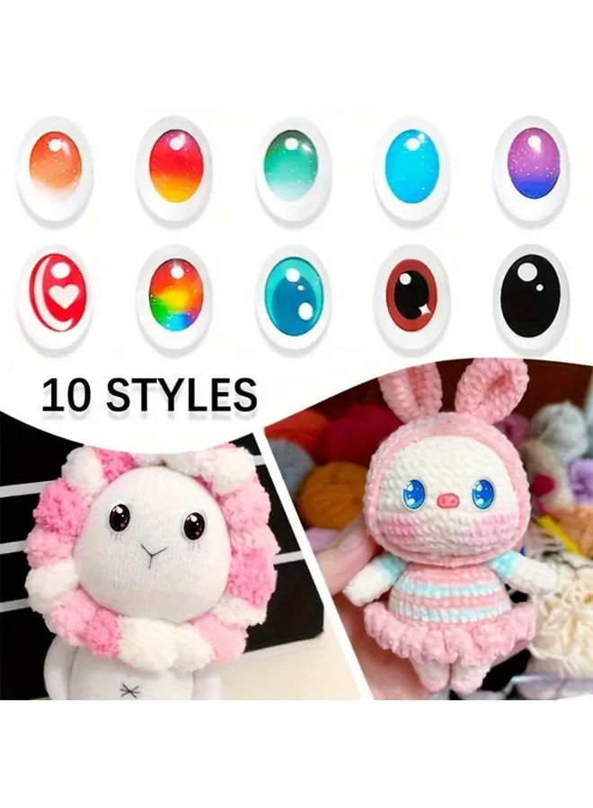8 Pcs Blue 18 25mm Glass Eyes for DIY Crafts Animal Heart Star Round Shapes Glitter Glow in the Dark UV Resistant Colors for Doll Making Sculptures Props Costume Accessories - Image 4