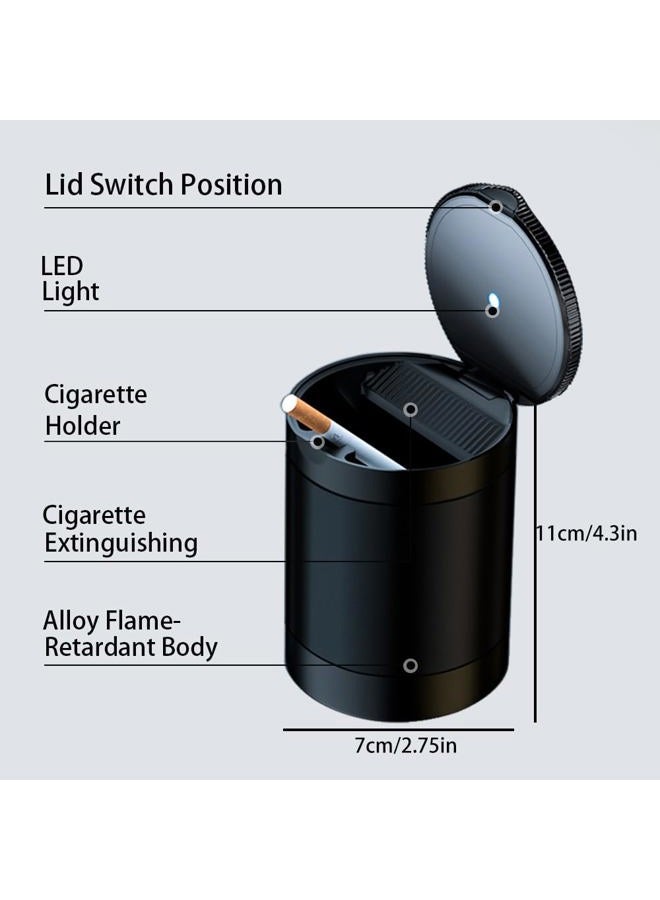 Tmengdao Car Ashtray With Lid,Smokeless For Cup Holder Smell Proof,Detachable Stainless Steel Ash Tray Led Auto Light, Most Car, Office, Home (Black) - Image 5