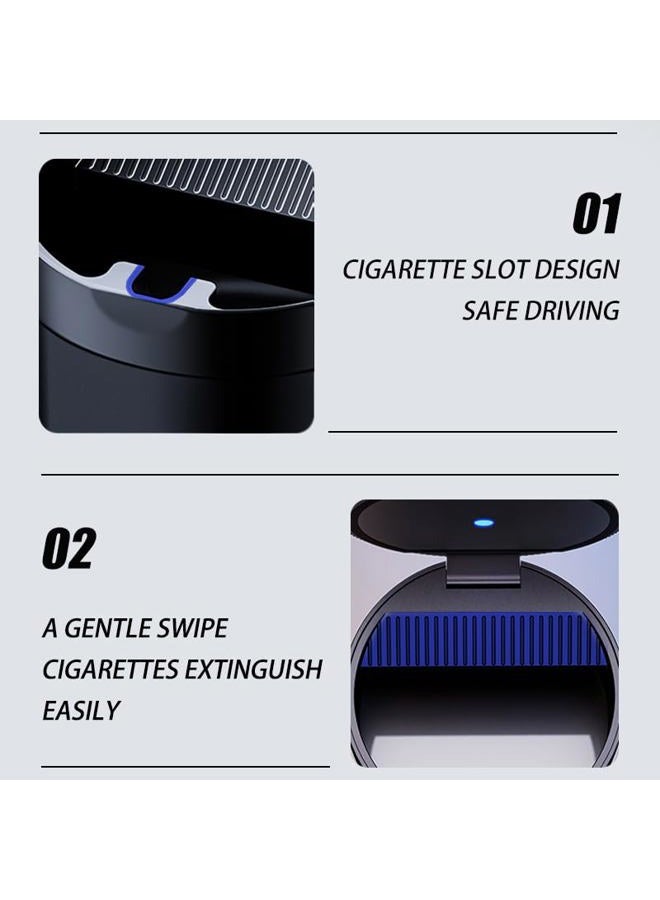Tmengdao Car Ashtray With Lid,Smokeless For Cup Holder Smell Proof,Detachable Stainless Steel Ash Tray Led Auto Light, Most Car, Office, Home (Black) - Image 4