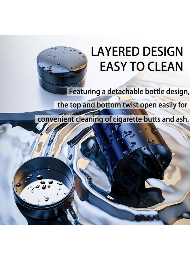 Tmengdao Car Ashtray With Lid,Smokeless For Cup Holder Smell Proof,Detachable Stainless Steel Ash Tray Led Auto Light, Most Car, Office, Home (Black) - Image 3