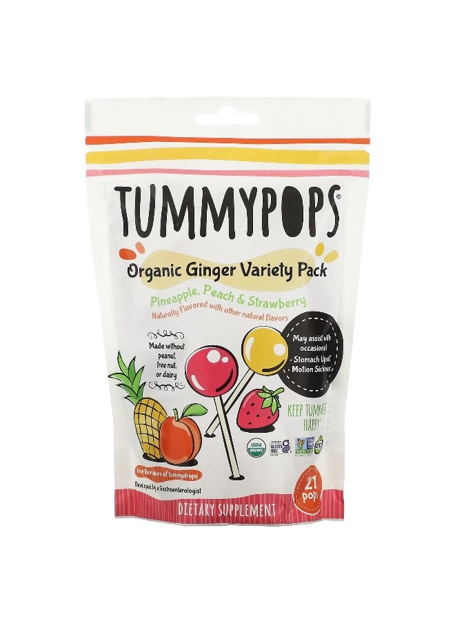 TUMMYDROPS Tummydrops, Tummypops, Organic Ginger Variety Pack, 21 Pops  - Image 1
