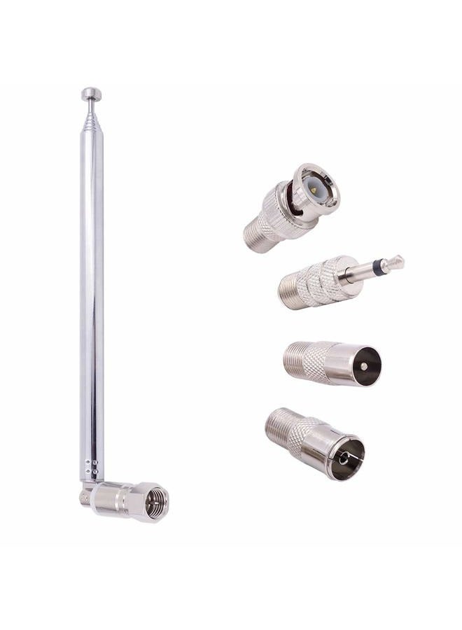 Fancasee FM Antenna Telescopic 75 Ohm Screw F Male Plug Antenna with PAL BNC 3.5mm Jack Connector Adapter FM Radio Antenna for AV Stereo Receiver Home Theater Amplifier System Indoor Outdoor - Image 1