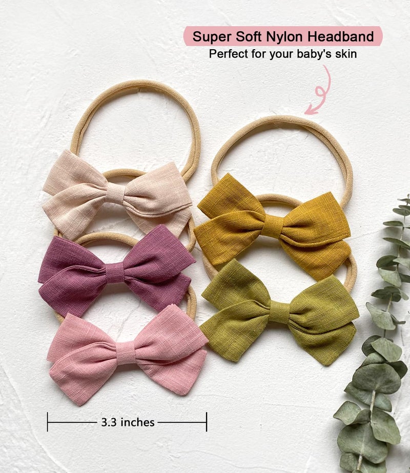 Cherssy Baby Girl Headbands and Hair Bows, 10pcs Stretchy Nylon Hairbands for Newborn, Infant, Toddlers - Image 4