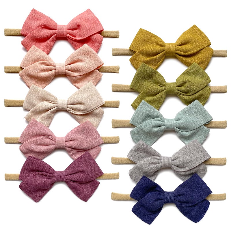 Cherssy Baby Girl Headbands and Hair Bows, 10pcs Stretchy Nylon Hairbands for Newborn, Infant, Toddlers - Image 1