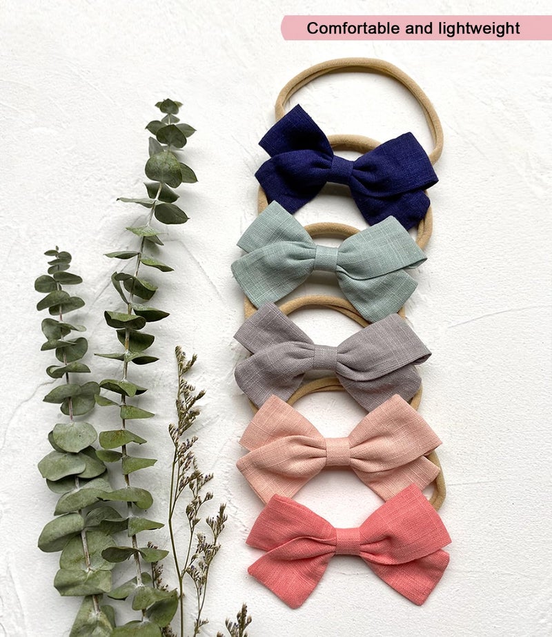 Cherssy Baby Girl Headbands and Hair Bows, 10pcs Stretchy Nylon Hairbands for Newborn, Infant, Toddlers - Image 5