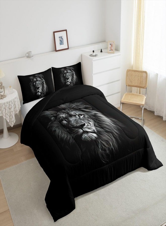 Feelyou Lion Comforter Set Full Size for Kids Boys Girls 3D Wild Animal Pattern Comforter Wildlife Style Decor Bedding Set Room Decorations Duvet Set Quilt Set 3Pcs - Image 4