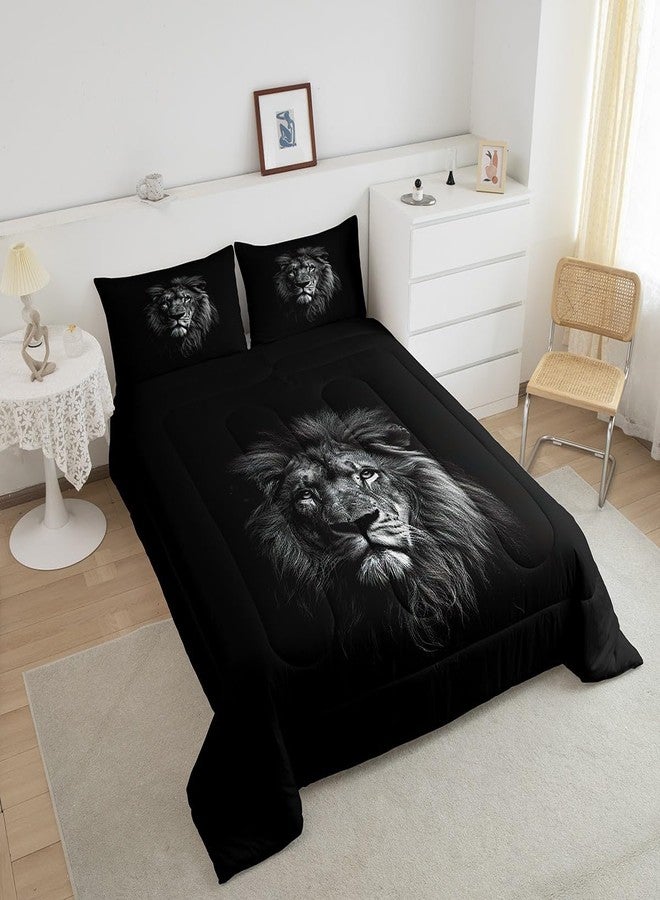Feelyou Lion Comforter Set Full Size for Kids Boys Girls 3D Wild Animal Pattern Comforter Wildlife Style Decor Bedding Set Room Decorations Duvet Set Quilt Set 3Pcs - Image 3