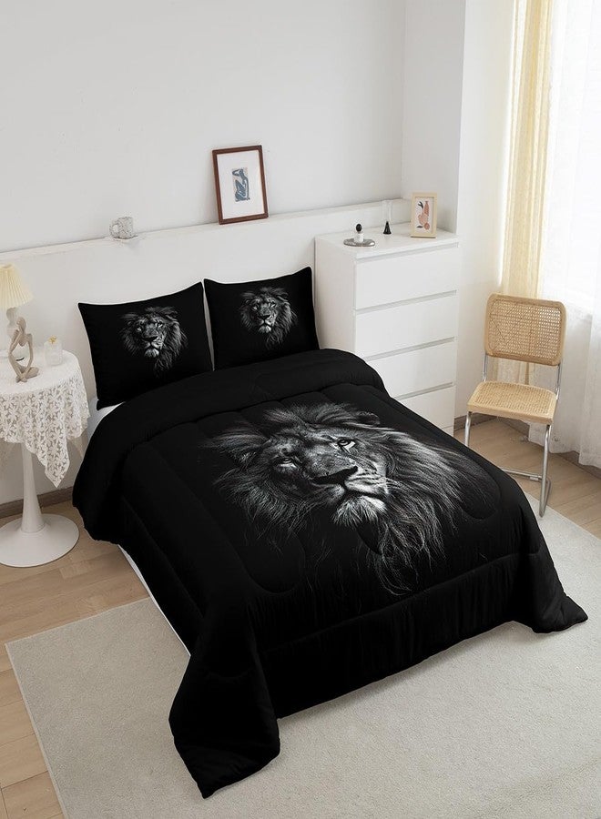 Feelyou Lion Comforter Set Full Size for Kids Boys Girls 3D Wild Animal Pattern Comforter Wildlife Style Decor Bedding Set Room Decorations Duvet Set Quilt Set 3Pcs - Image 2