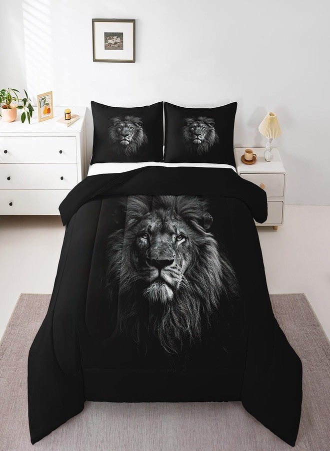 Feelyou Lion Comforter Set Full Size for Kids Boys Girls 3D Wild Animal Pattern Comforter Wildlife Style Decor Bedding Set Room Decorations Duvet Set Quilt Set 3Pcs - Image 1