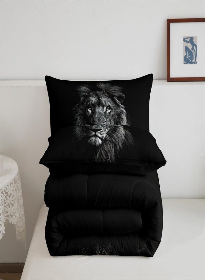 Feelyou Lion Comforter Set Full Size for Kids Boys Girls 3D Wild Animal Pattern Comforter Wildlife Style Decor Bedding Set Room Decorations Duvet Set Quilt Set 3Pcs - Image 5