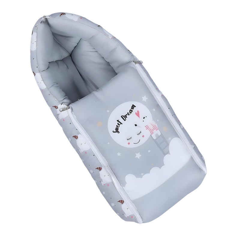 Filloxy FILLOXY Baby Sleeping Bag in Muslin Material for Newborns | Soft & Skin Friendly Baby Wrapper | Lightweight & Cushioned Infant Sleeping Sack | Easy to Carry & Wash | 0-6 Months (Moon)  - Image 1