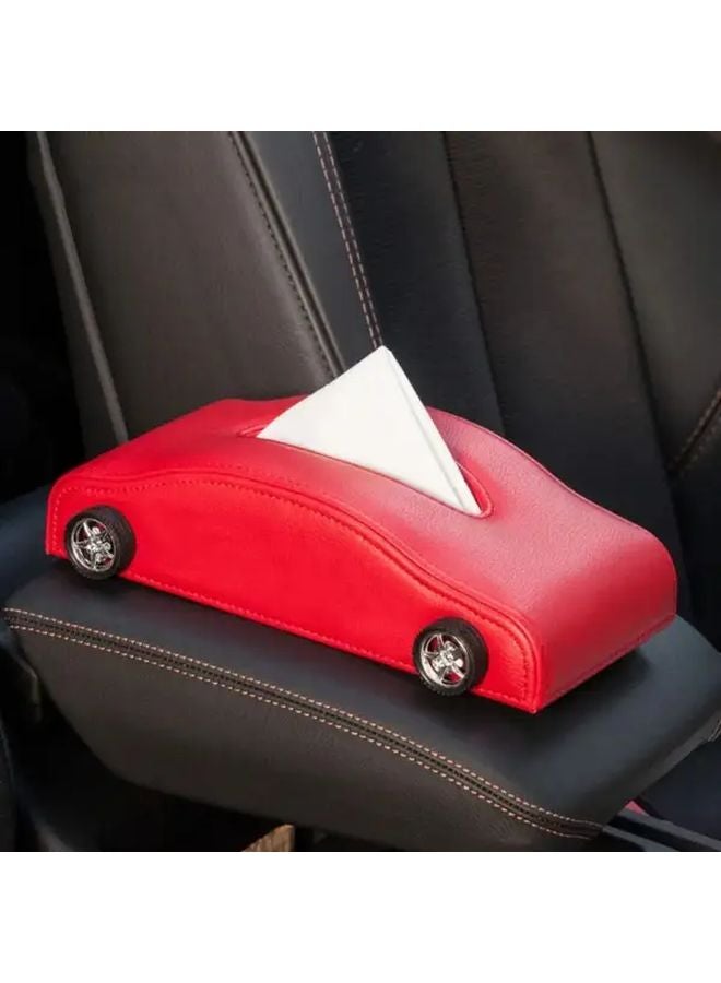 Black Beige Car Tissue Box Holder Faux Leather Armrest Organizer For All Vehicles - Image 3