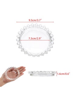 Oasisgalore 5 PCS Glass Round Candle Plates Candle Holder Small Round Candle Trays for Table  - Image 3