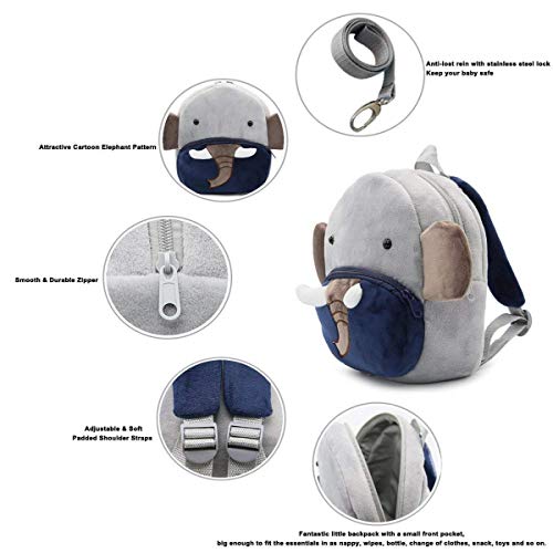 Frantic Kids Soft Animal Cartoon Travelling School Bag Soft Plush Backpacks Boys Girls Baby for 2 to 5 Years Baby/Boys/Girls Nursery, Preschool, Picnic(Blue_Elephant) - Image 4