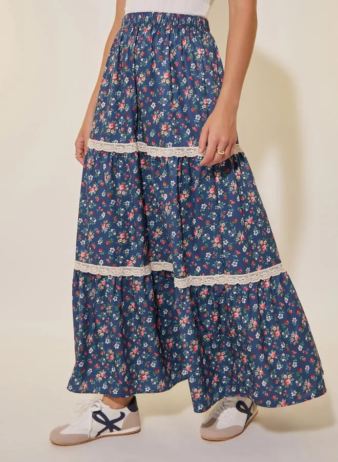 Take Two Take Two Floral Printed A-Line High Rise Skirt
