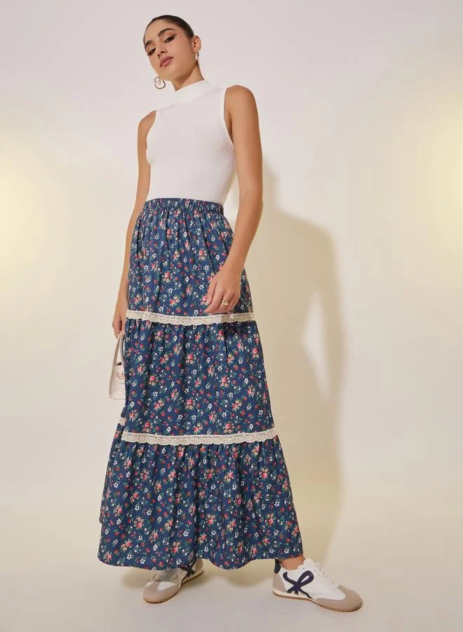 Take Two Take Two Floral Printed A-Line High Rise Skirt